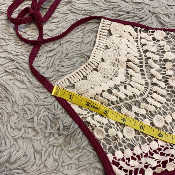 Cupshe Swimsuit Maroon Halter Lace One Piece S Small New - Picture 7 of 7